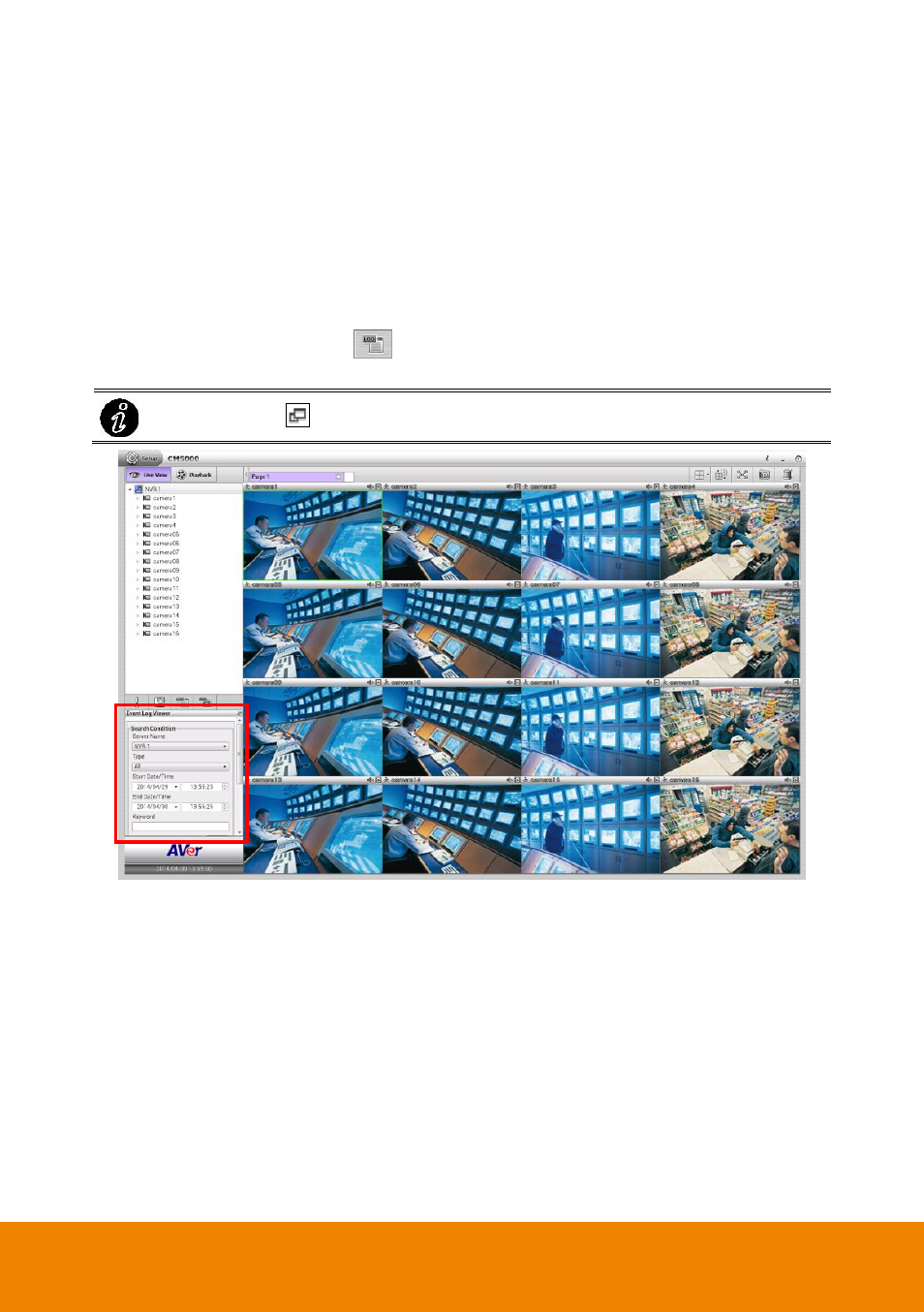 4 log viewer, 1 use the event log viewer, Log viewer | Use the event log viewer, Chapter 4.4.1 | AVer CM5000 User Manual | Page 73 / 157