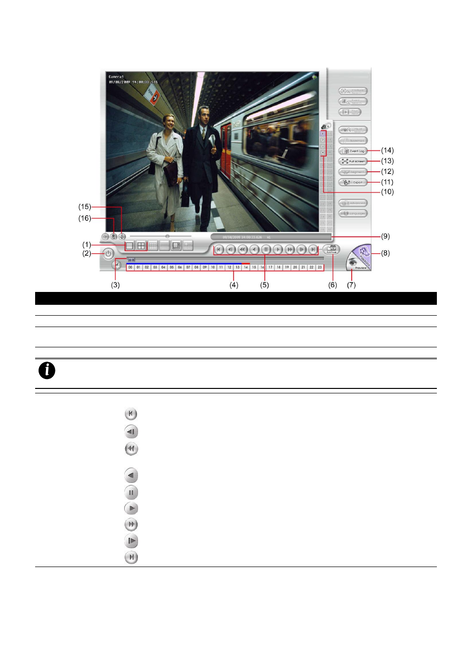 Familiarizing the buttons in realtime playback, 2 familiarizing the buttons in realtime playback | AVer EXR6004-Mini user manual User Manual | Page 84 / 99