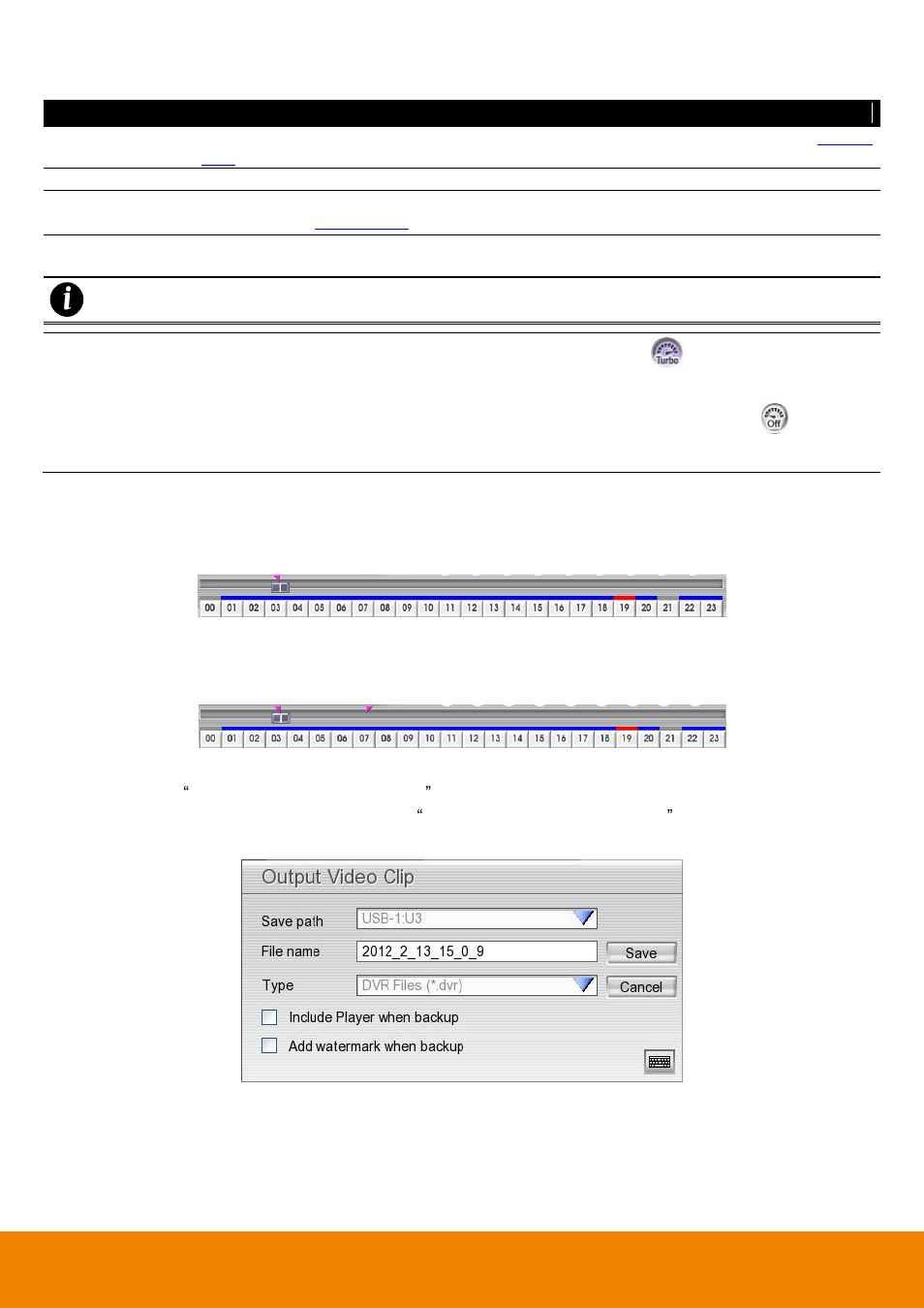 To cut and save a portion of the recorded video, Chapter 2.3.1, Chapter 2.3.2 | 1 to cut and save a portion of the recorded video | AVer EH11116H-4 series user manual User Manual | Page 58 / 159