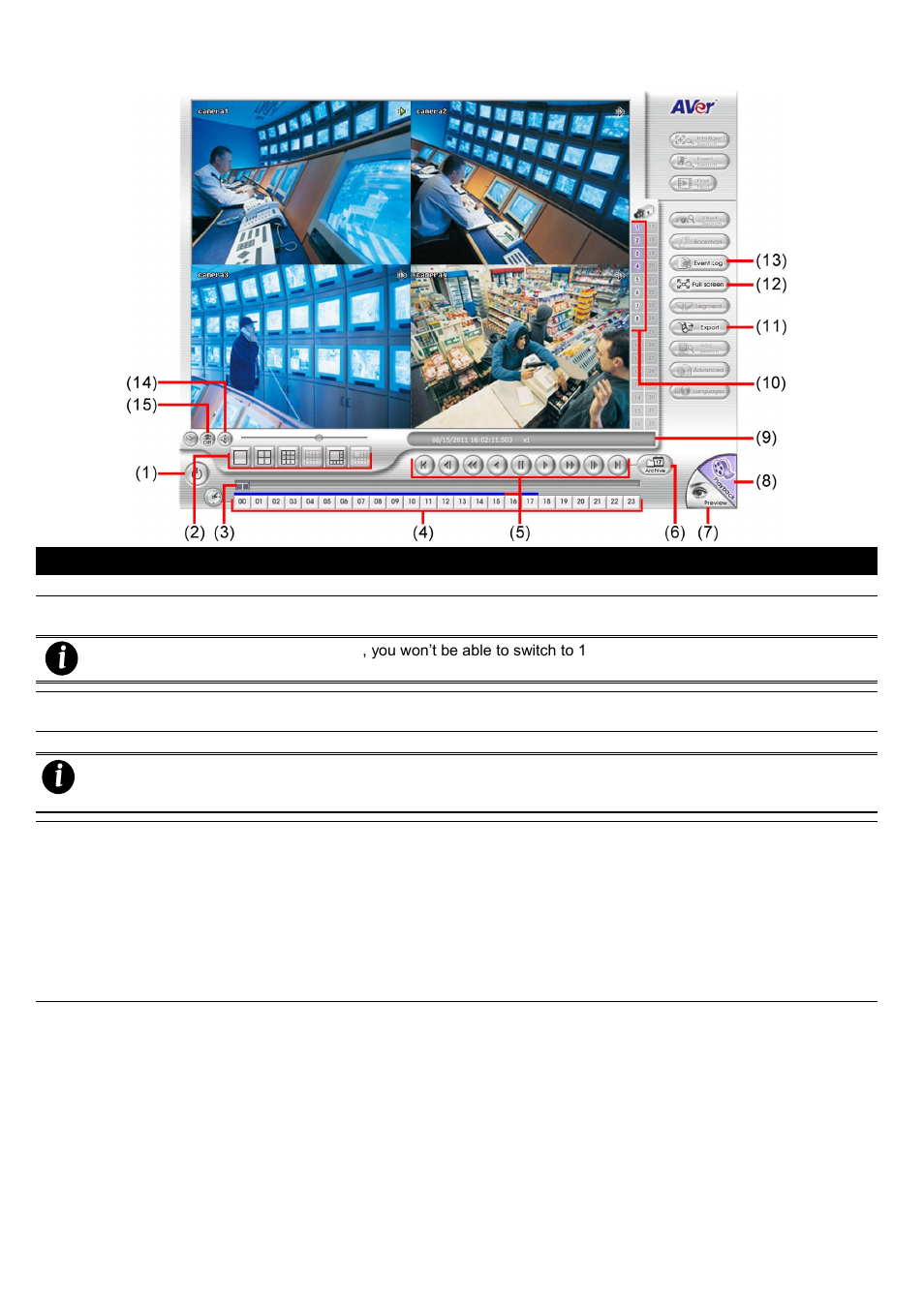 Familiarizing the buttons in realtime playback, 2 familiarizing the buttons in realtime playback | AVer EH1116H-4 Nano user manual User Manual | Page 109 / 125