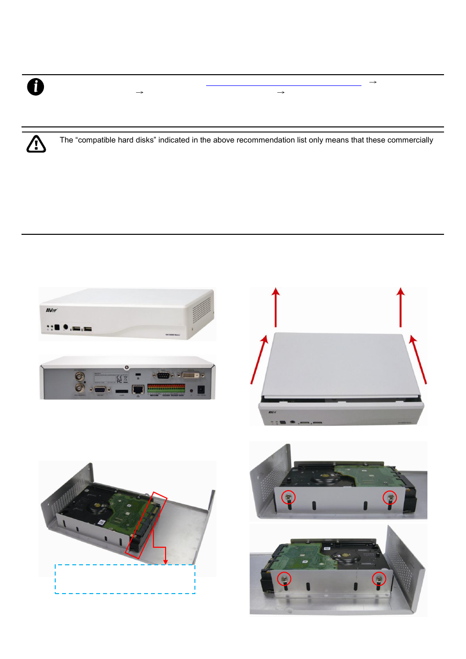 Setting up the dvr unit, Installing the hard disk, 4 setting up the dvr unit | 1 installing the hard disk | AVer EH1116H-4 Nano user manual User Manual | Page 14 / 125