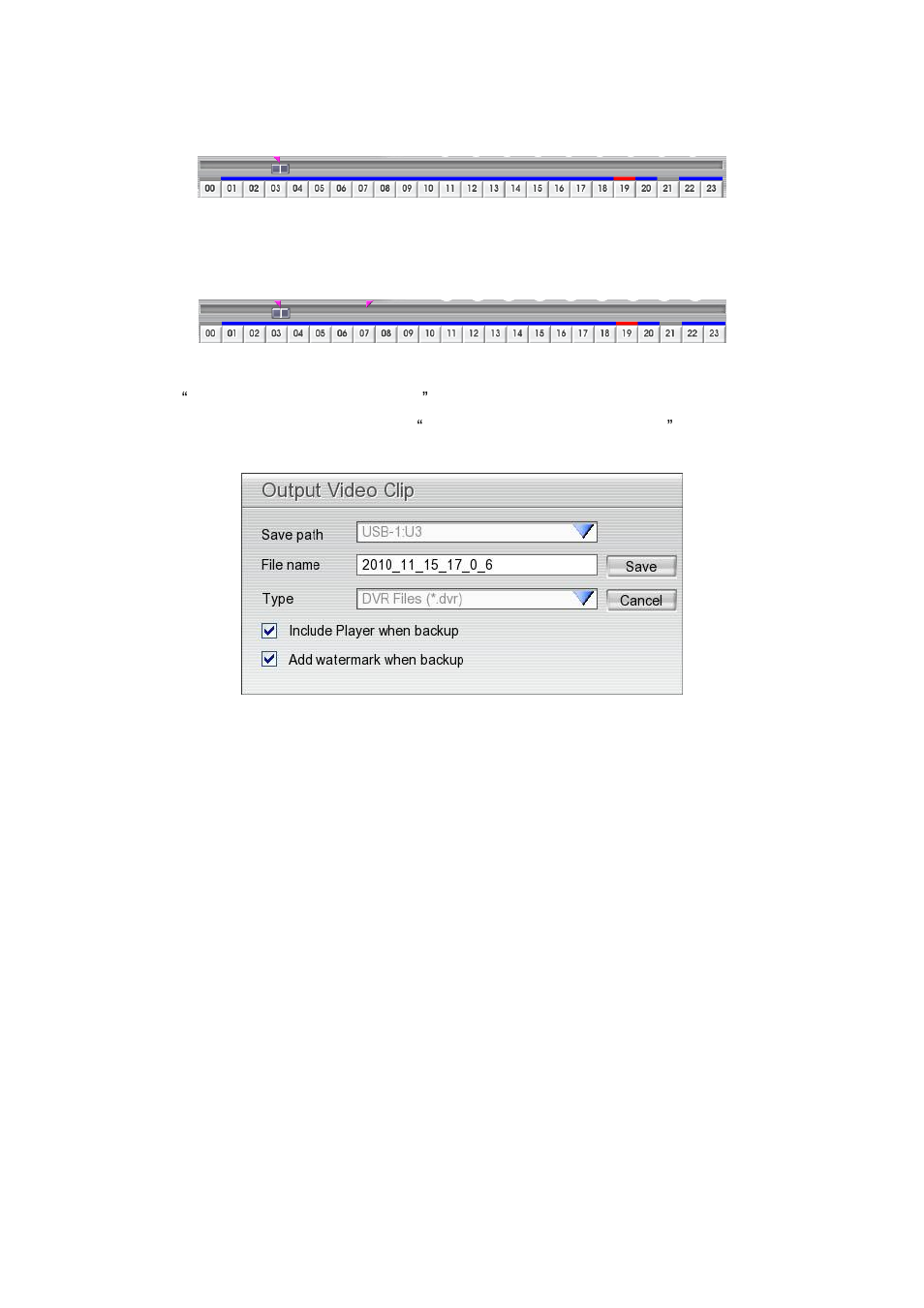 To cut and save a portion of the recorded video, Chapter 2.3.1, Chapter 2.3.2 | 1 to cut and save a portion of the recorded video | AVer EH1116H-4 Nano user manual User Manual | Page 37 / 125