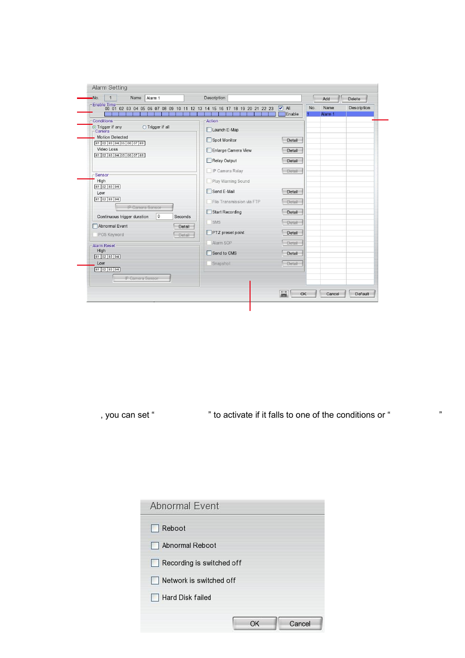 Alarm setting, 10 alarm setting | AVer EH1116H-4 Nano user manual User Manual | Page 65 / 125