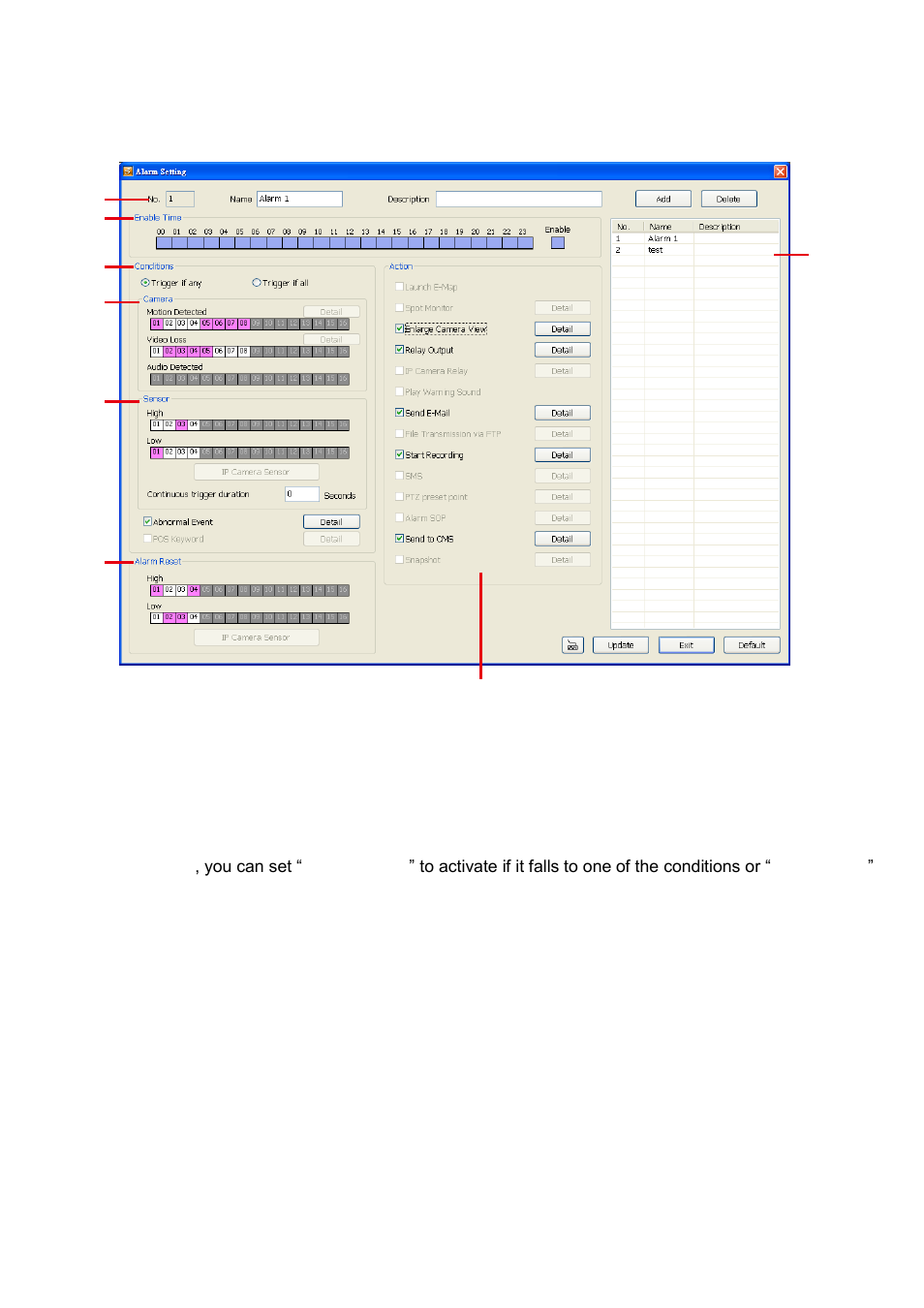 Alarm setting, 5 alarm setting | AVer EH1116H-4 Nano user manual User Manual | Page 98 / 125
