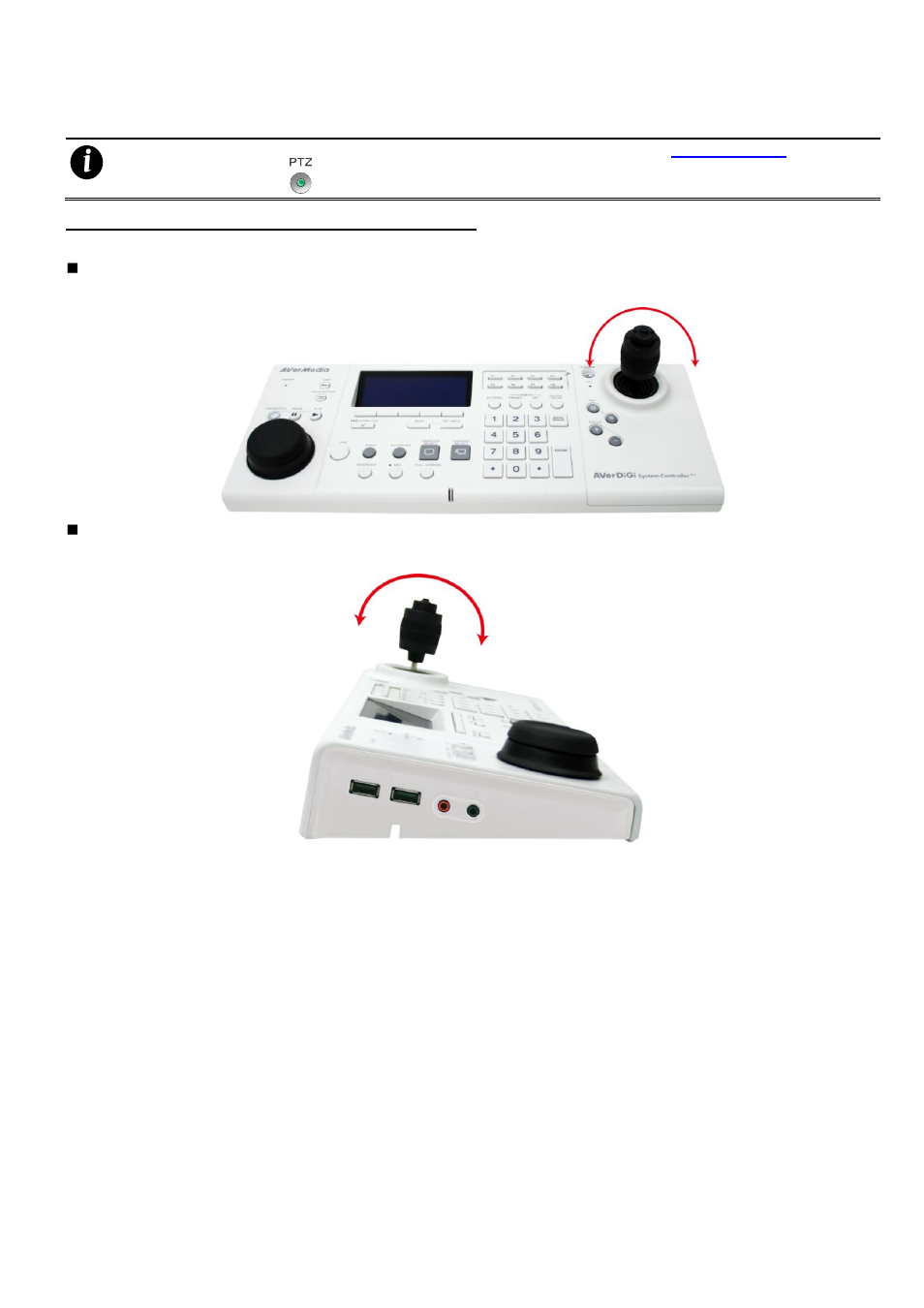 15 ptz operation, Using the joystick to operate the ptz camera, Ptz operation | AVer SA series User Manual | Page 106 / 270
