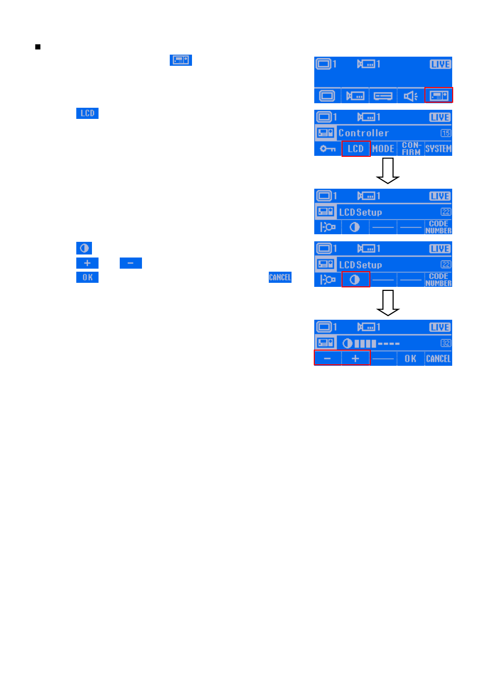 Adjusting the contrast of lcd screen | AVer SA series User Manual | Page 127 / 270
