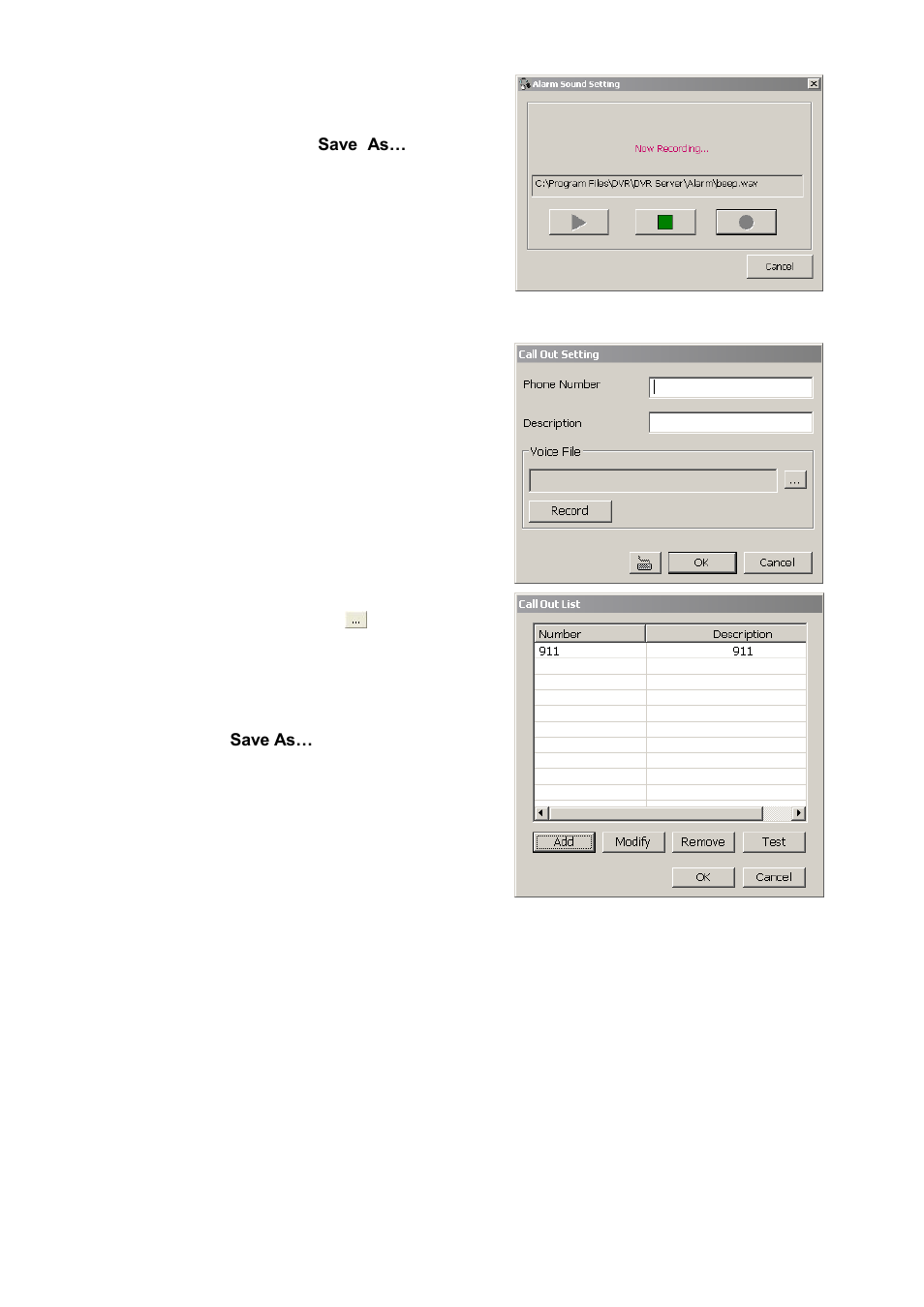 3 to setup call out list, To setup call out list, Chapter 4.9.3 | Chapter 4.9.4 | AVer SA series User Manual | Page 176 / 270