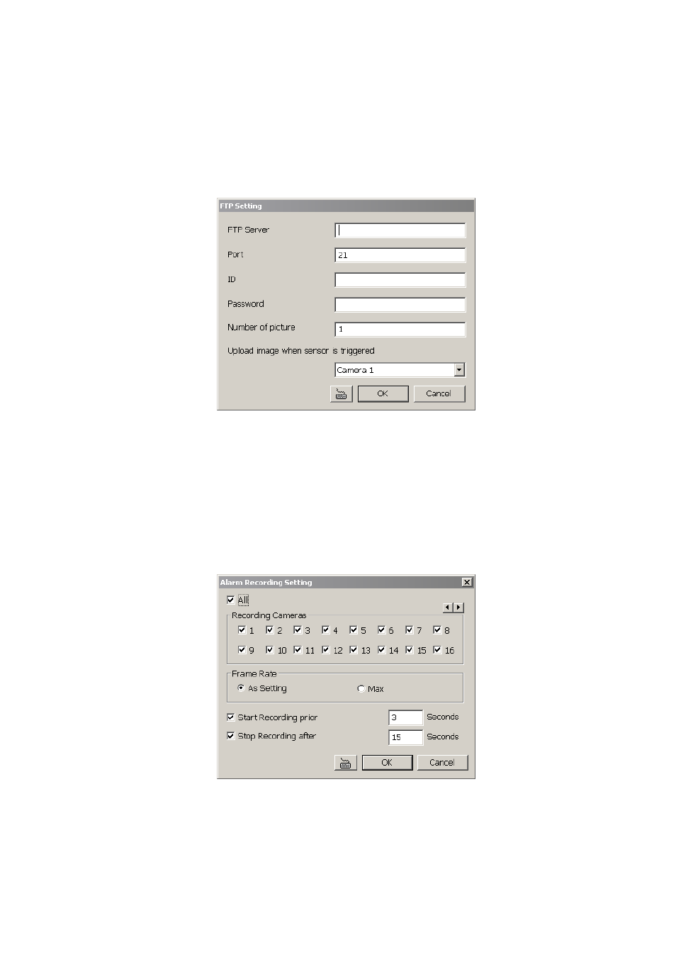 5 to setup ftp setting, 6 to setup alarm recording setting, To setup ftp setting | To setup alarm recording setting, Chapter 4.9.6, Chapter 4.9.7 | AVer SA series User Manual | Page 178 / 270