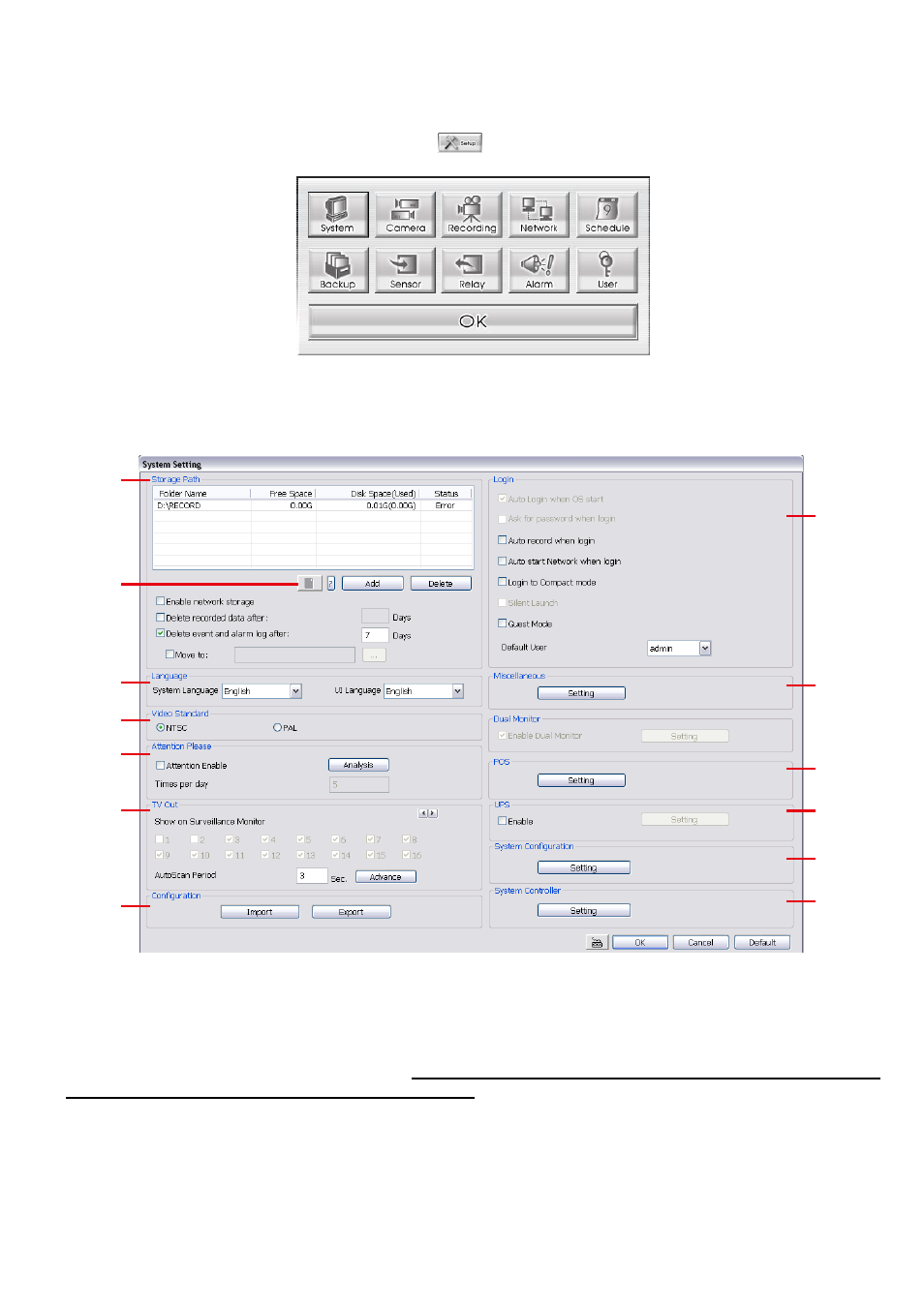 Chapter 4 customizing the dvr system, Chapter 4, Customizing the dvr system | System setting, Chapter 4.1, System, Setting, 1 system setting | AVer SA series User Manual | Page 64 / 270