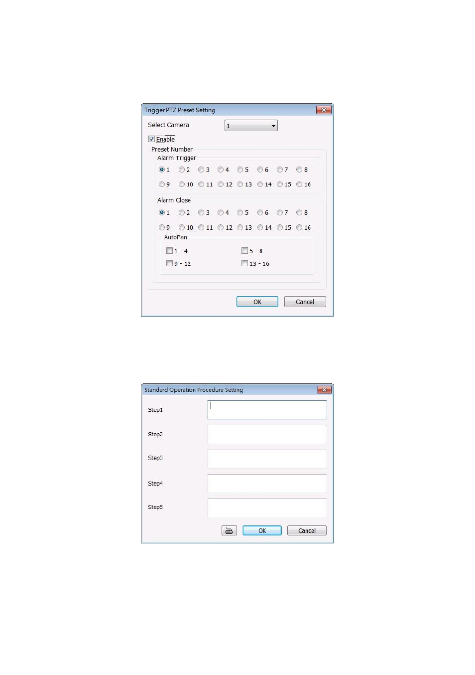 To setup ptz preset point, To setup alarm sop, Chapter 5.9.9 | Chapter 5.9.10 | AVer NXU8000 User Manual | Page 186 / 277
