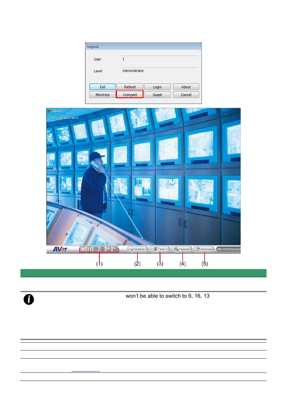 Amiliarizing the, Uttons in, Ompact | 5 familiarizing the buttons in compact mode | AVer NXU8000 User Manual | Page 75 / 277