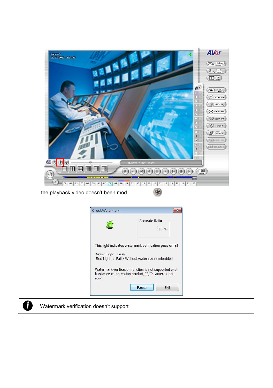 Watermark verification, Chapter | AVer NXU8000 User Manual | Page 82 / 277