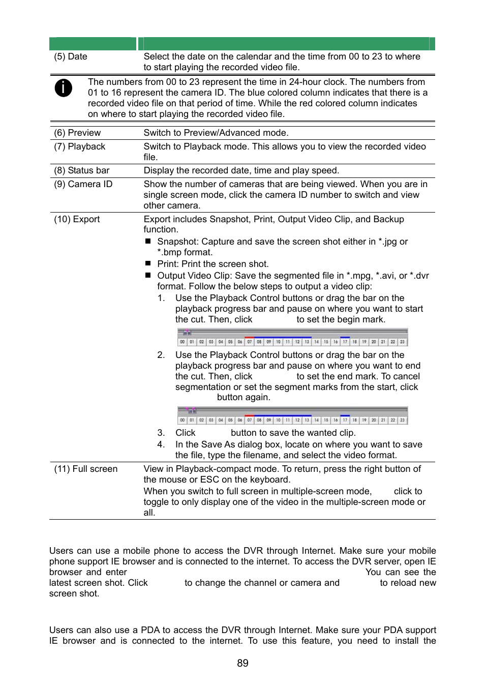 6 using handyviewer to access dvr server, 7 using pdaviewer to access dvr server, Using handyviewer to access dvr server | Using pdaviewer to access dvr server | AVer NX8000 User Manual | Page 96 / 116