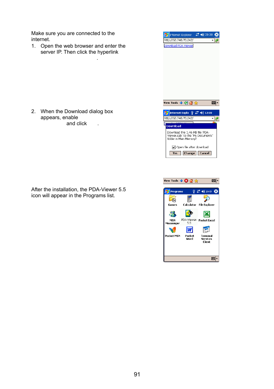 To install pdaviewer from the internet | AVer NX8000 User Manual | Page 98 / 116