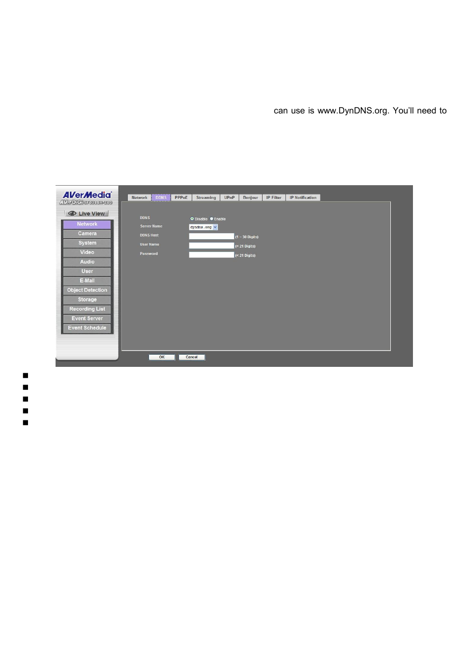 Ddns service | AVer SF0311H-Z10 IP Cam User Manual | Page 34 / 82