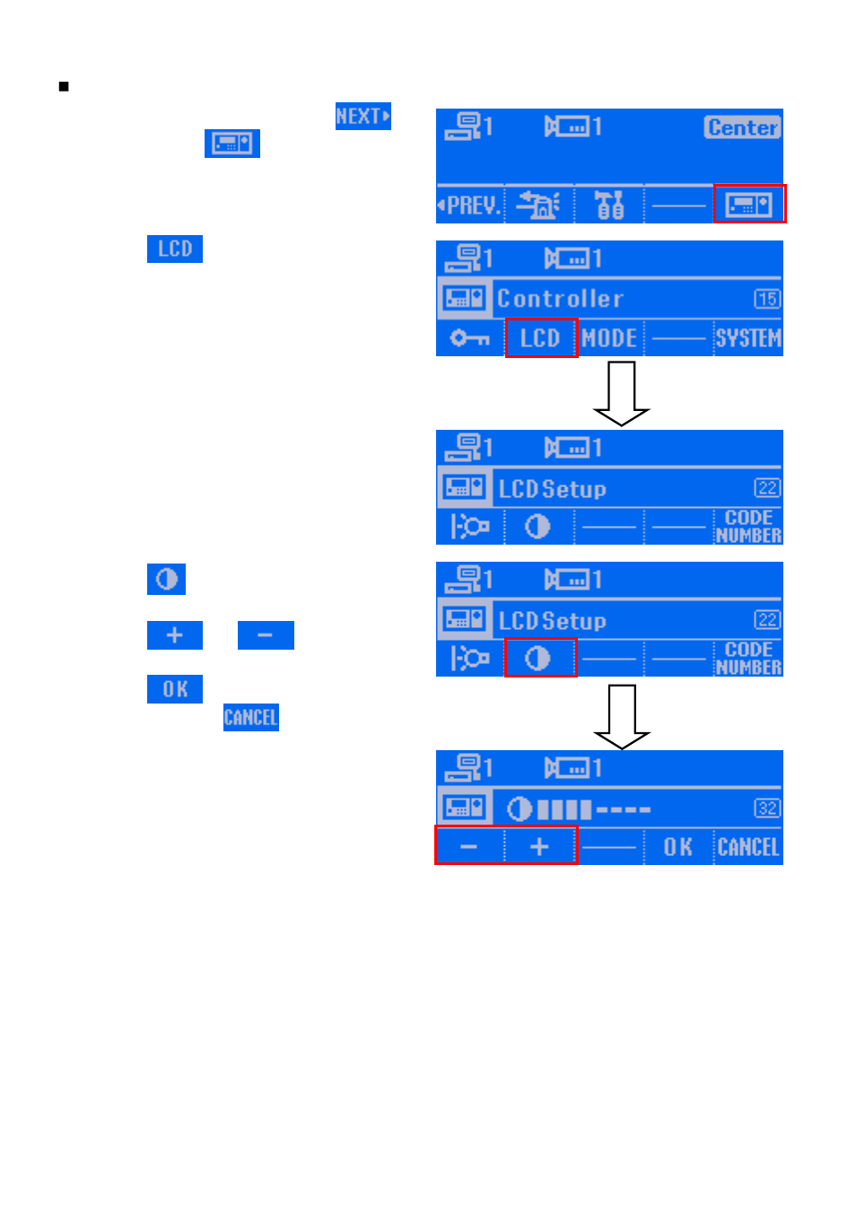 Adjusting the contrast of lcd screen | AVer CMS User Manual | Page 107 / 179