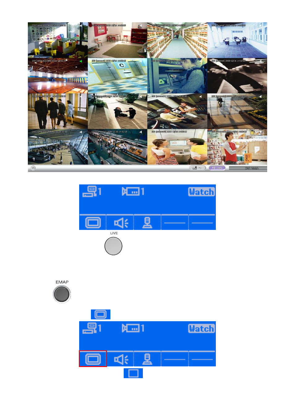 Select monitor layout in watch mode | AVer CMS User Manual | Page 116 / 179