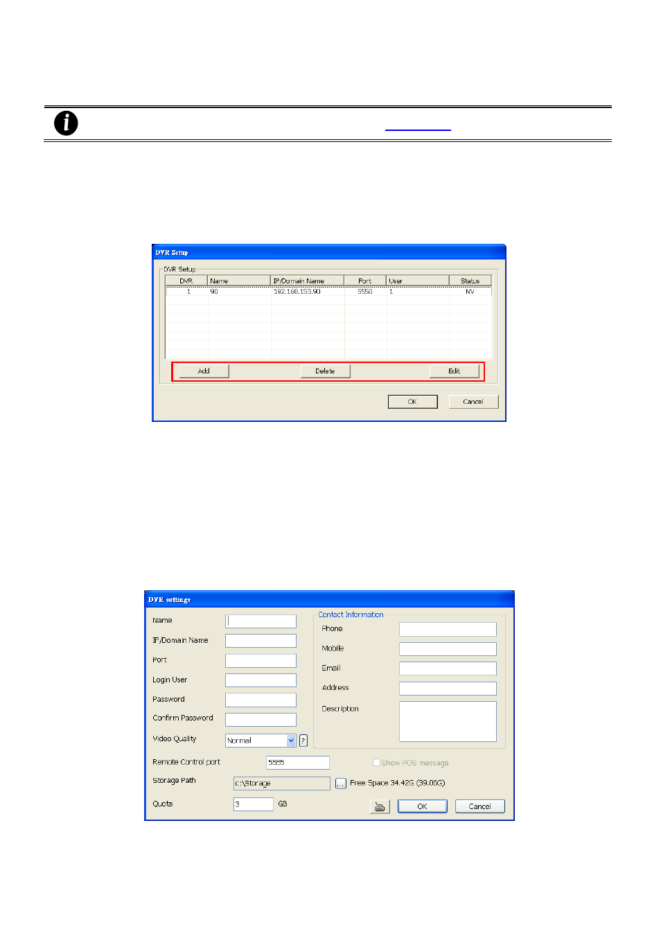 Dvr setup, 1 to add and remove dvr server, Chapter | AVer CMS User Manual | Page 139 / 179