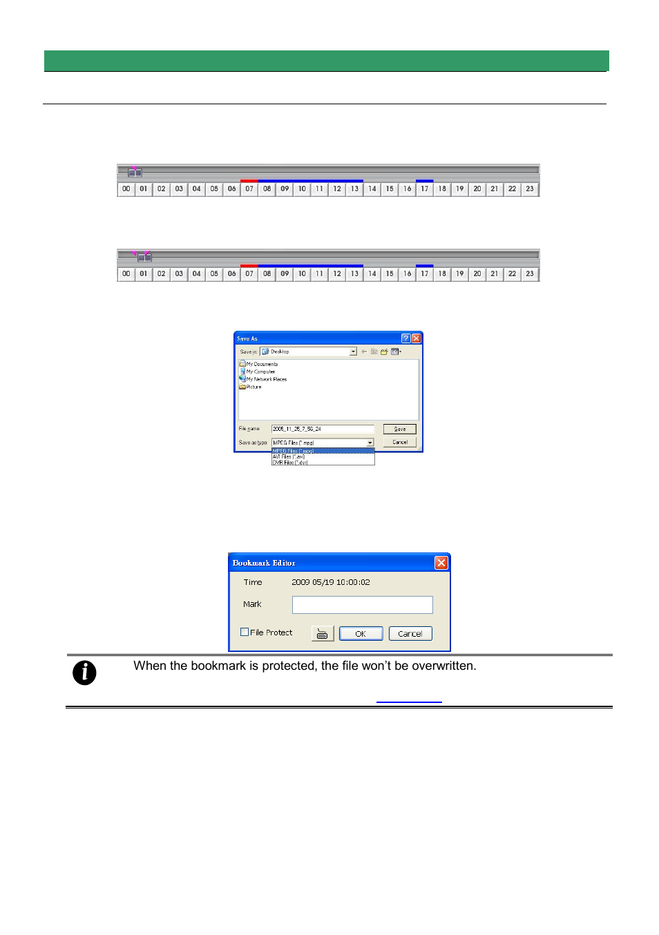 To bookmark a section of the video, Chapter 5.5, Chapter 5.6 | AVer CMS User Manual | Page 176 / 179