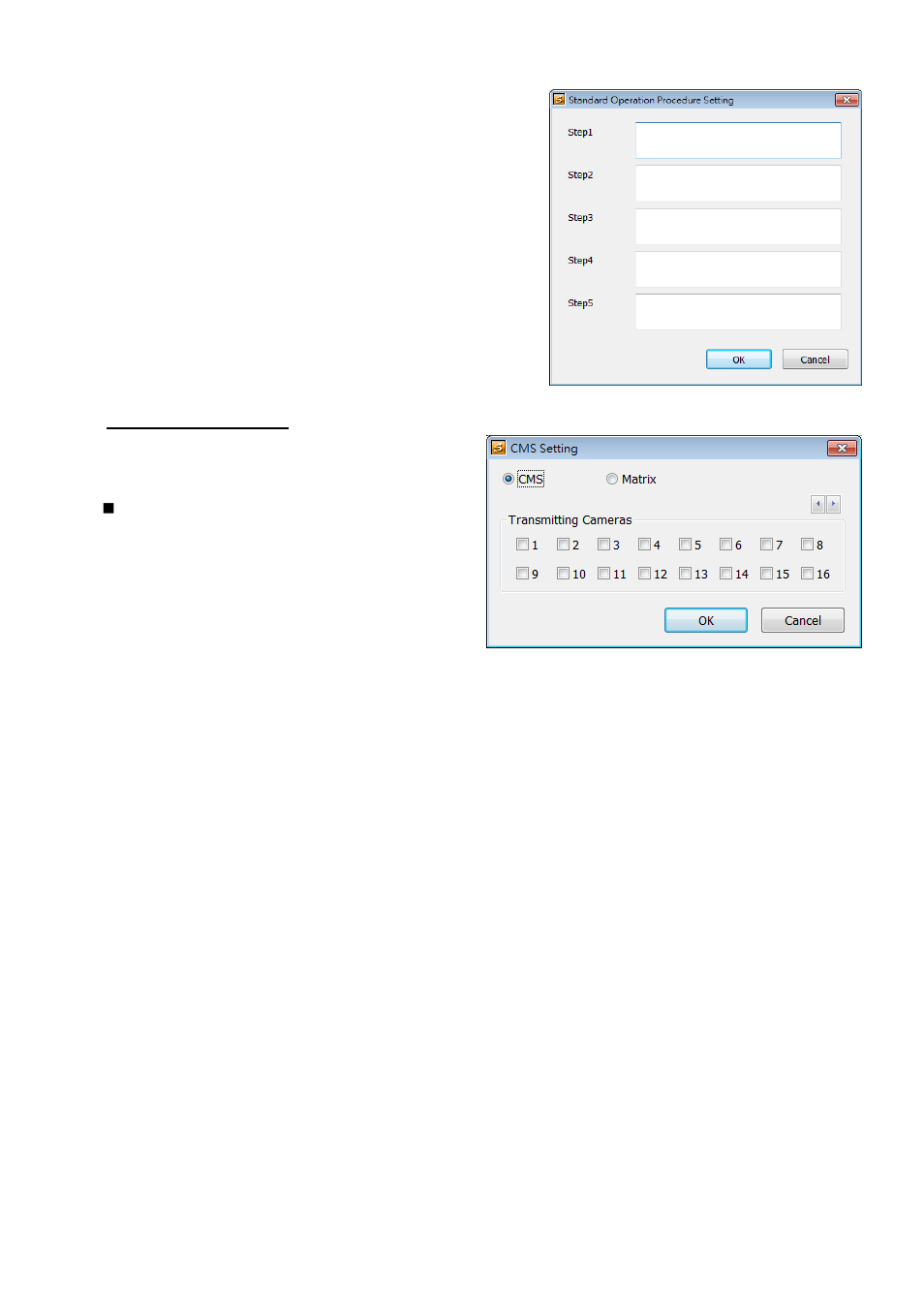 To setup alarm sop, To setup cms setting | AVer CMS User Manual | Page 62 / 179