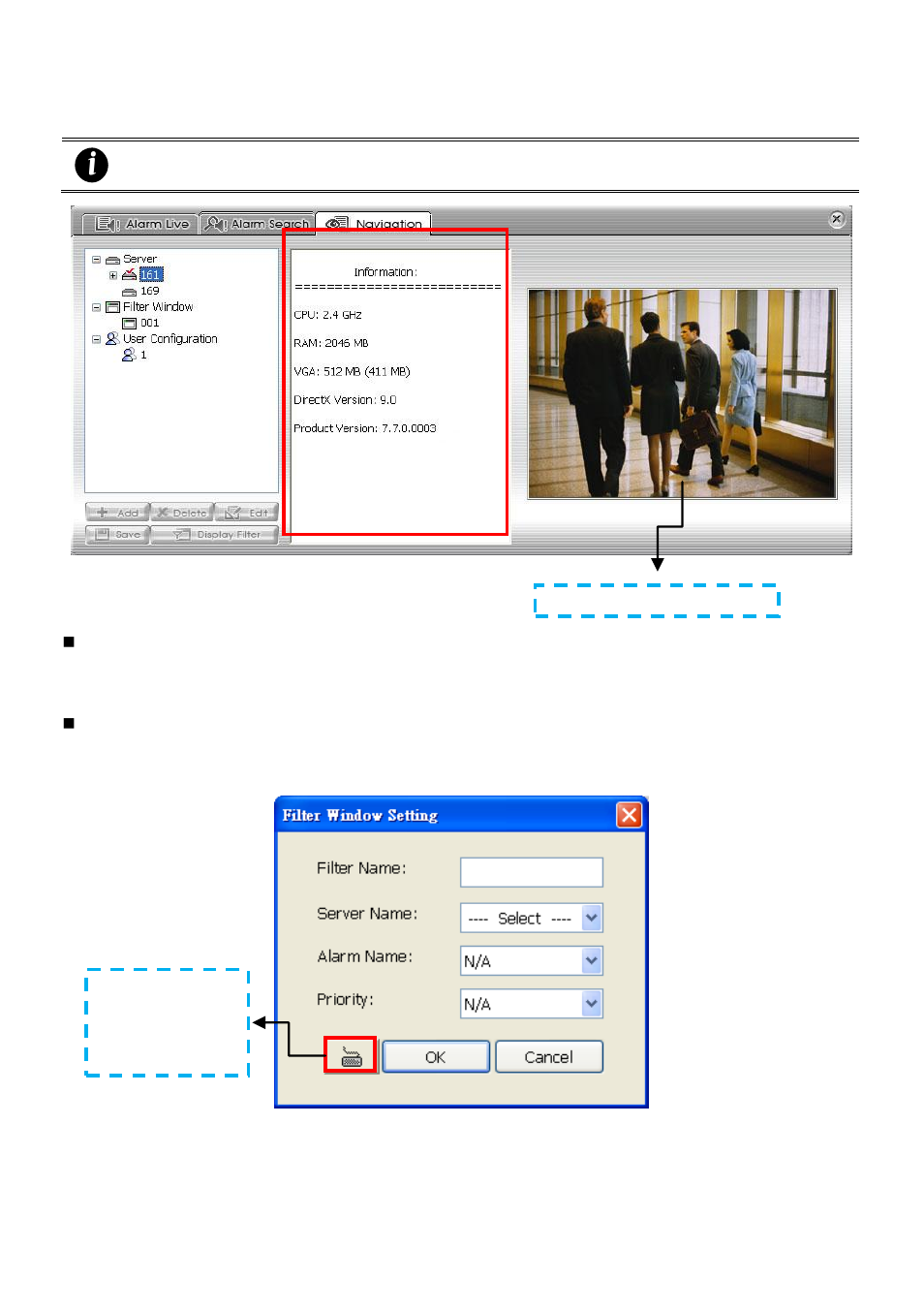 3 to navigate the alarm information, Chapter 3.5.3 | AVer CMS User Manual | Page 70 / 179