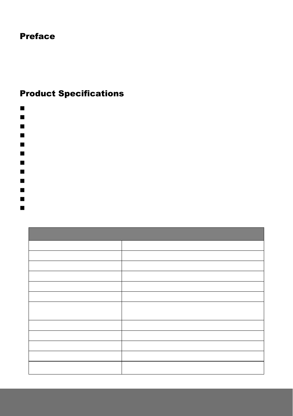Preface, Product specifications | AVer SF2012H-DV user manual User Manual | Page 5 / 65