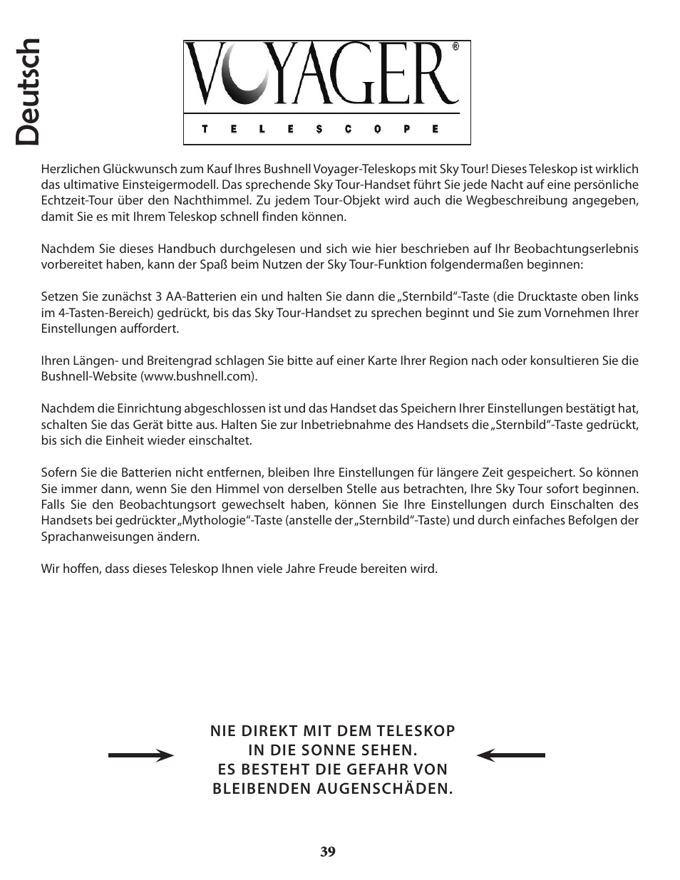 Deutsch | Bushnell VOYAGER 789946 User Manual | Page 39 / 76