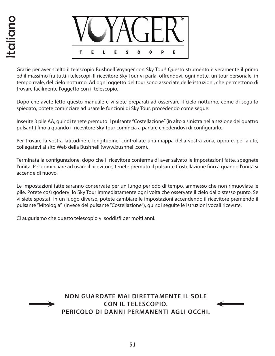 Italiano | Bushnell VOYAGER 789946 User Manual | Page 51 / 76