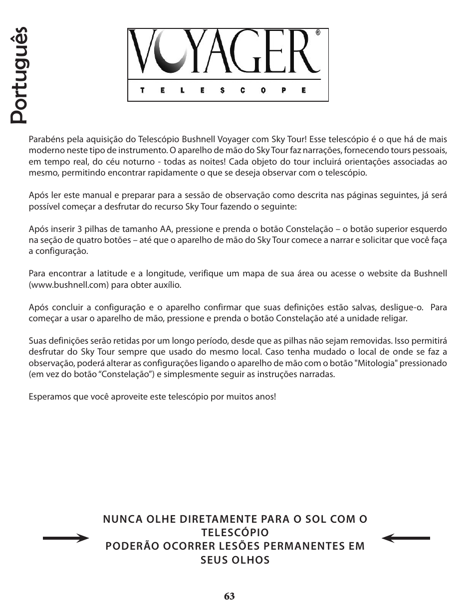 Português | Bushnell VOYAGER 789946 User Manual | Page 63 / 76