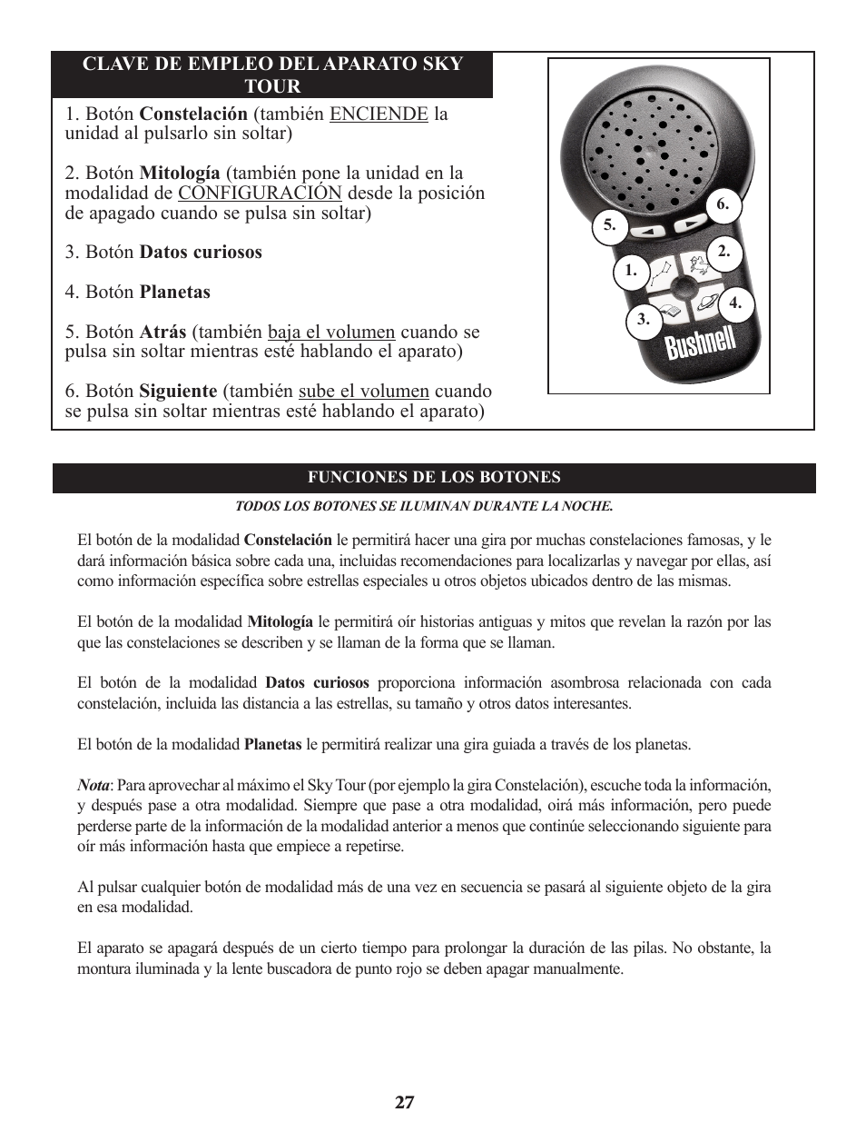 Bushnell Voyager Sky Tour 78-9970 User Manual | Page 27 / 74