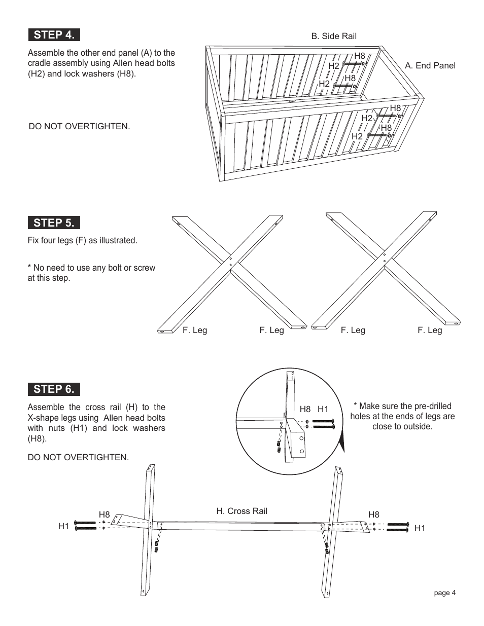 Step 4, Step 6, Step 5 | Babyletto Bowery Bassinet Crib User Manual | Page 4 / 7