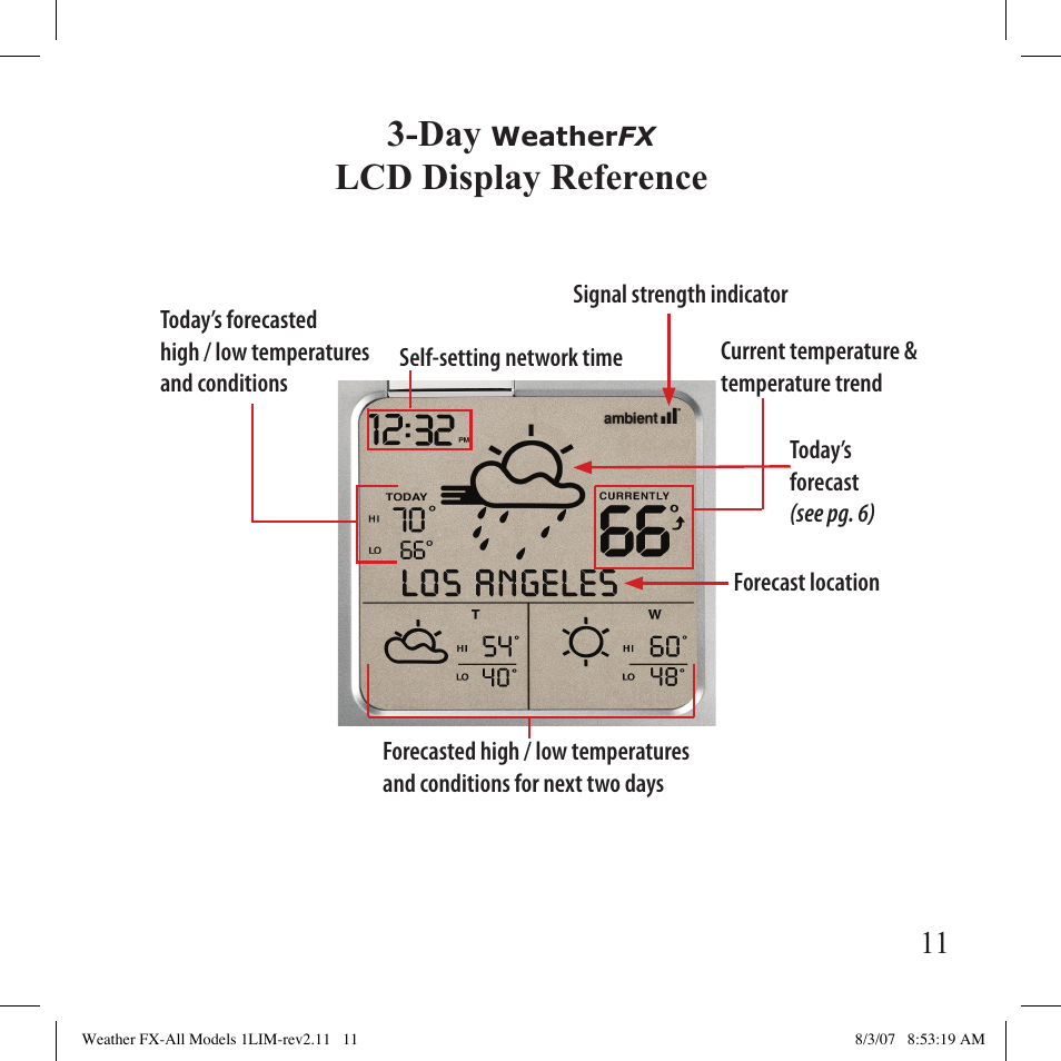 Lcd display reference | Bushnell 950007 User Manual | Page 11 / 27