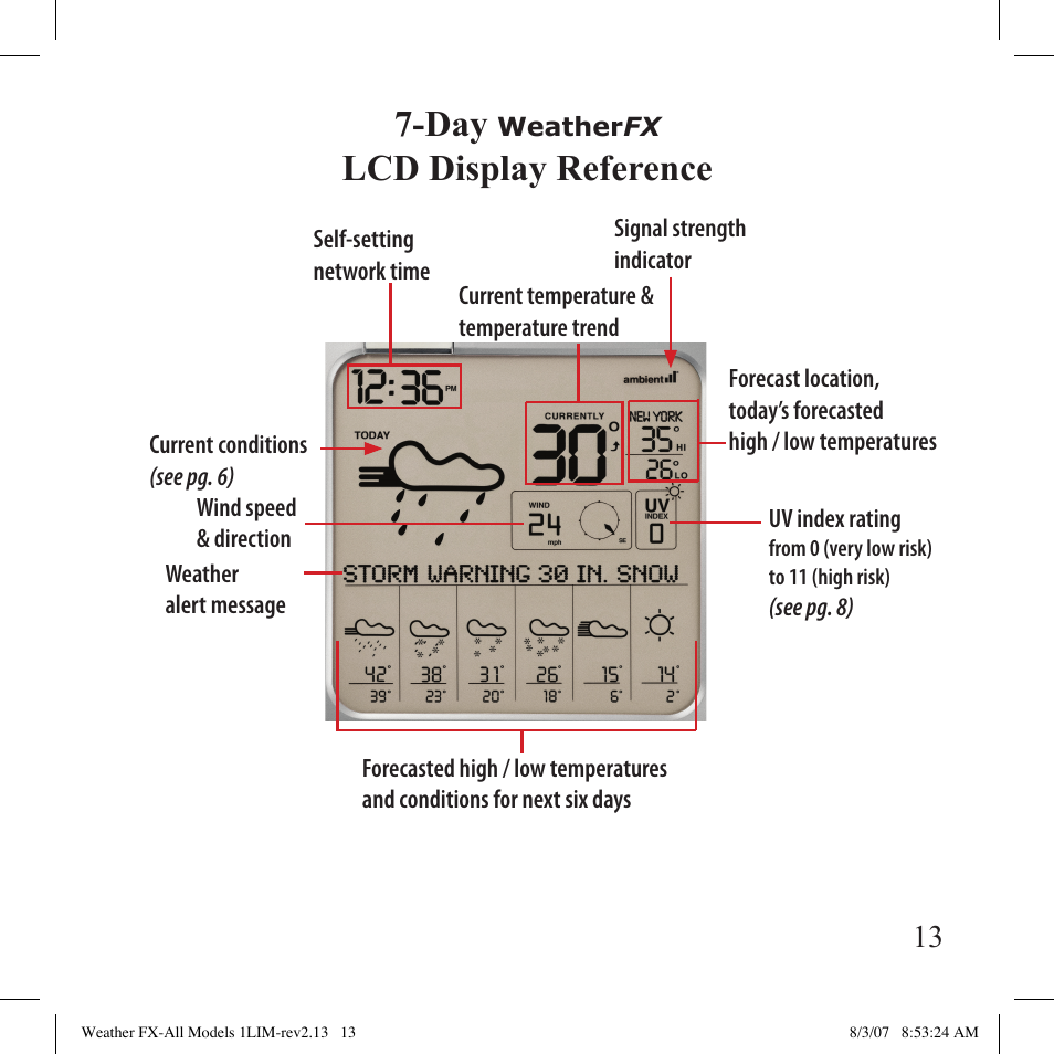 Lcd display reference | Bushnell 950007 User Manual | Page 13 / 27
