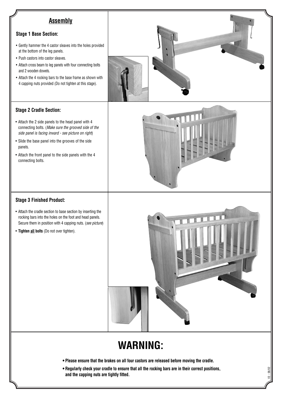 Warning, Assembly | Boori Matilda rocker BO-MR User Manual | Page 2 / 2