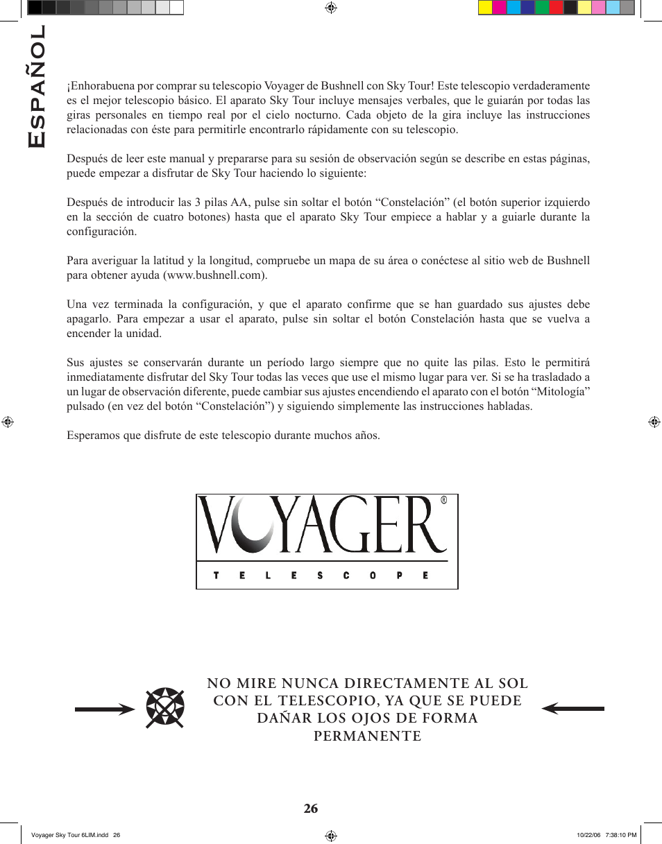 Español | Bushnell 78-9960 User Manual | Page 26 / 74