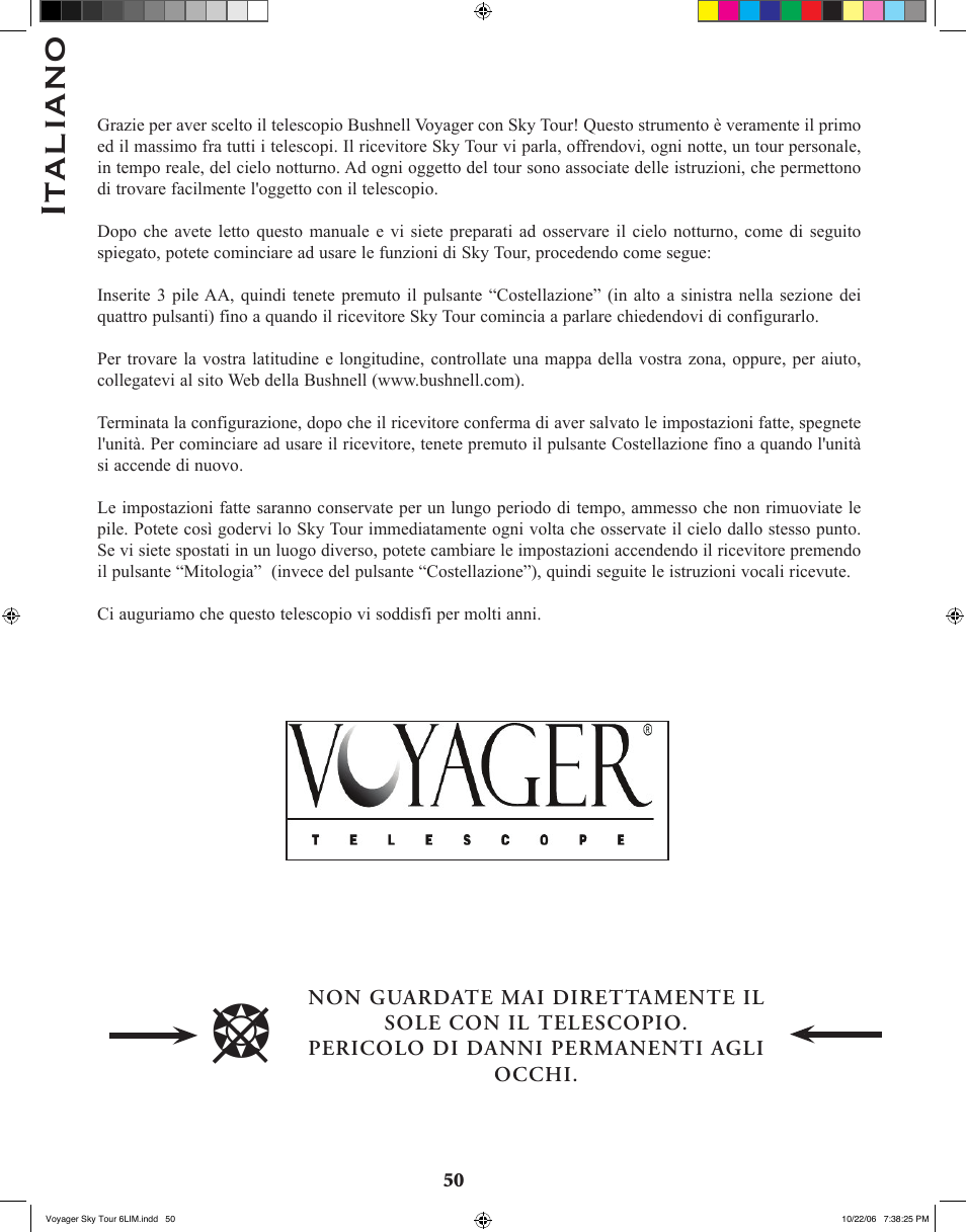 Italiano | Bushnell 78-9960 User Manual | Page 50 / 74