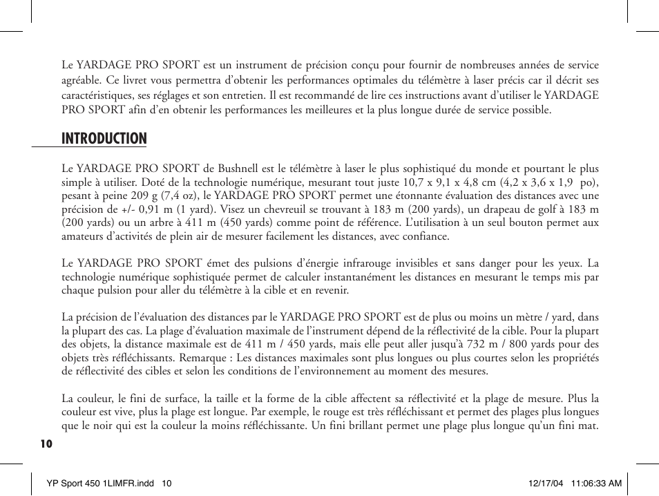 Introduction | Bushnell YARDAGE PRO 20-1920 User Manual | Page 12 / 52