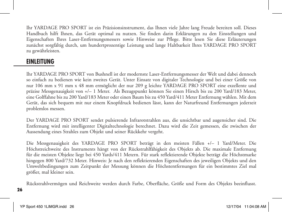 Einleitung | Bushnell YARDAGE PRO 20-1920 User Manual | Page 28 / 52