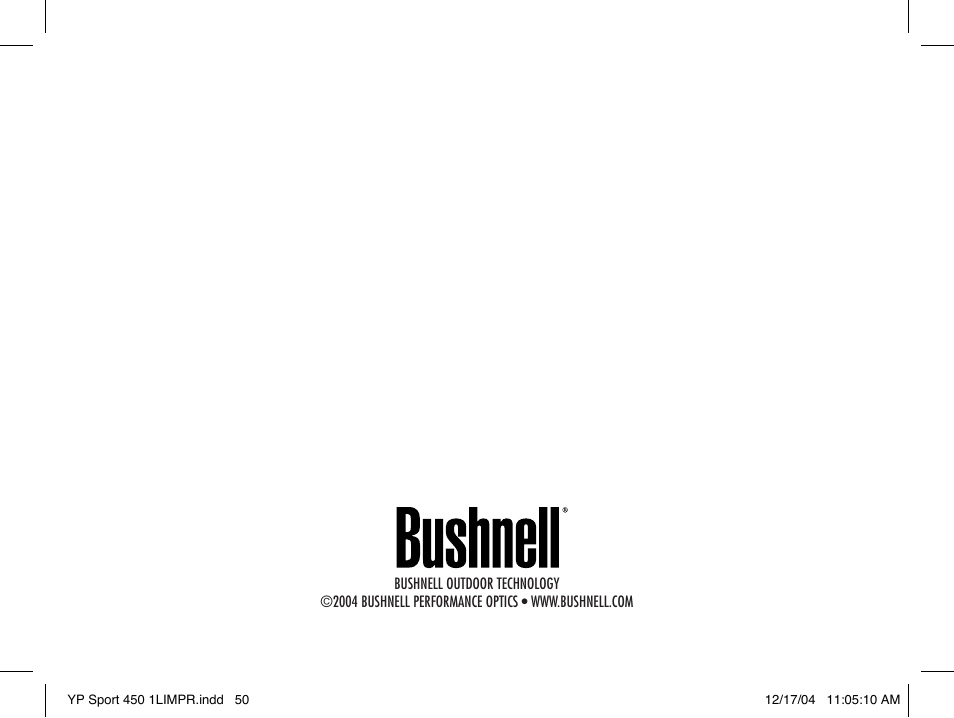 Bushnell YARDAGE PRO 20-1920 User Manual | Page 52 / 52