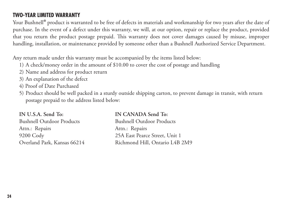 Bushnell FUSION 1600 201250 User Manual | Page 24 / 156