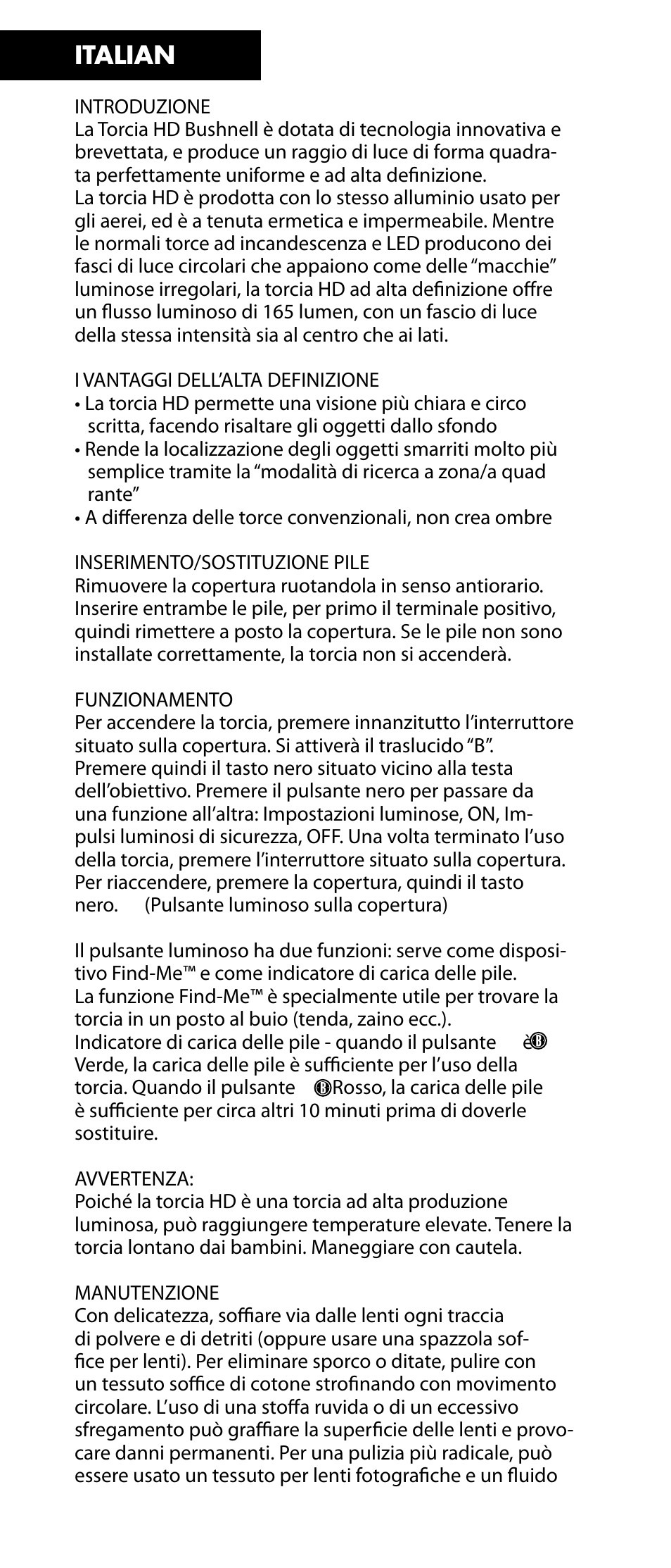 Italian | Bushnell 98-1247/02-09 User Manual | Page 12 / 14