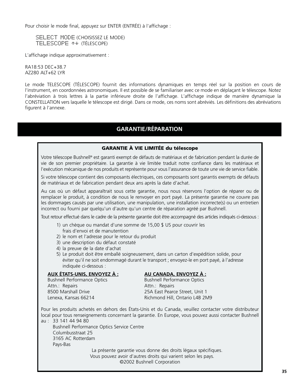 Bushnell North Star Goto 78-8831 User Manual | Page 35 / 88