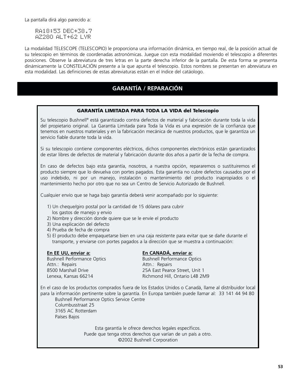 Bushnell North Star Goto 78-8831 User Manual | Page 53 / 88