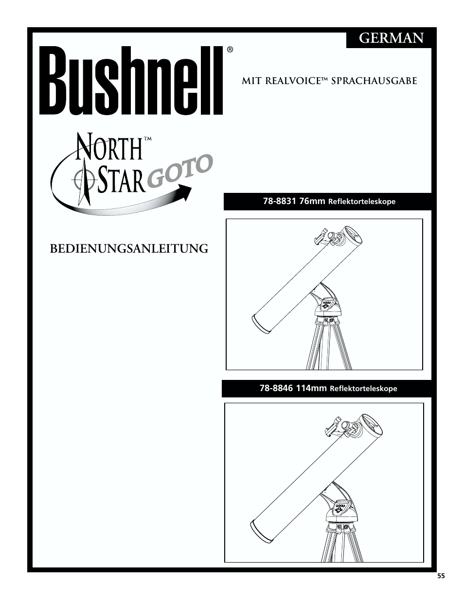 German, Bedienungsanleitung | Bushnell North Star Goto 78-8831 User Manual | Page 55 / 88