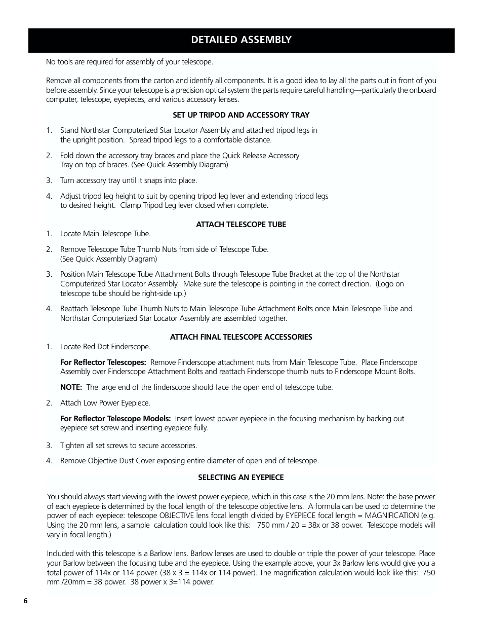 Detailed assembly | Bushnell North Star Goto 78-8831 User Manual | Page 6 / 88