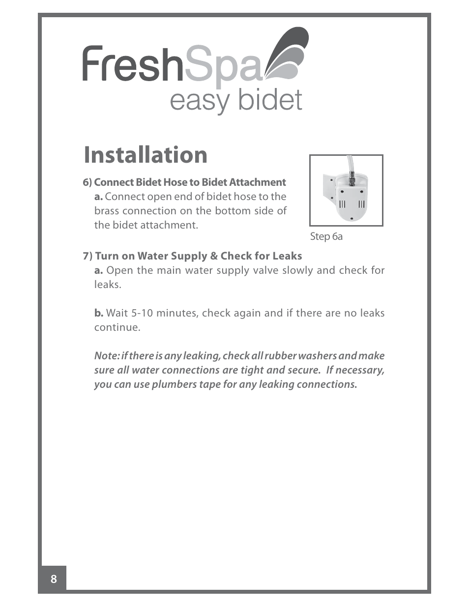 Installation | Brondell FreshSpa Easy Bidet User Manual | Page 10 / 44