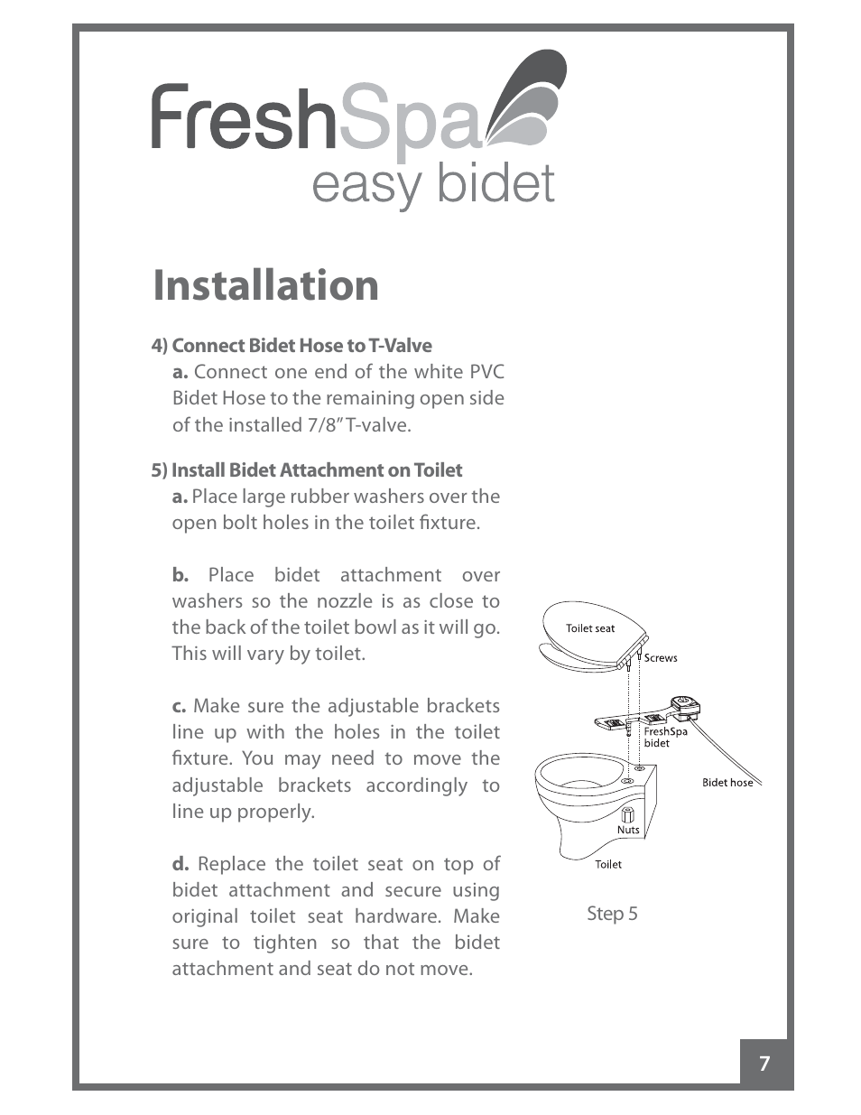 Installation | Brondell FreshSpa Easy Bidet User Manual | Page 9 / 44