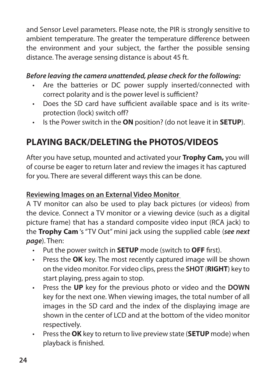 Playing back/deleting the photos/videos | Bushnell TROPHY CAM 119425C2 User Manual | Page 24 / 36