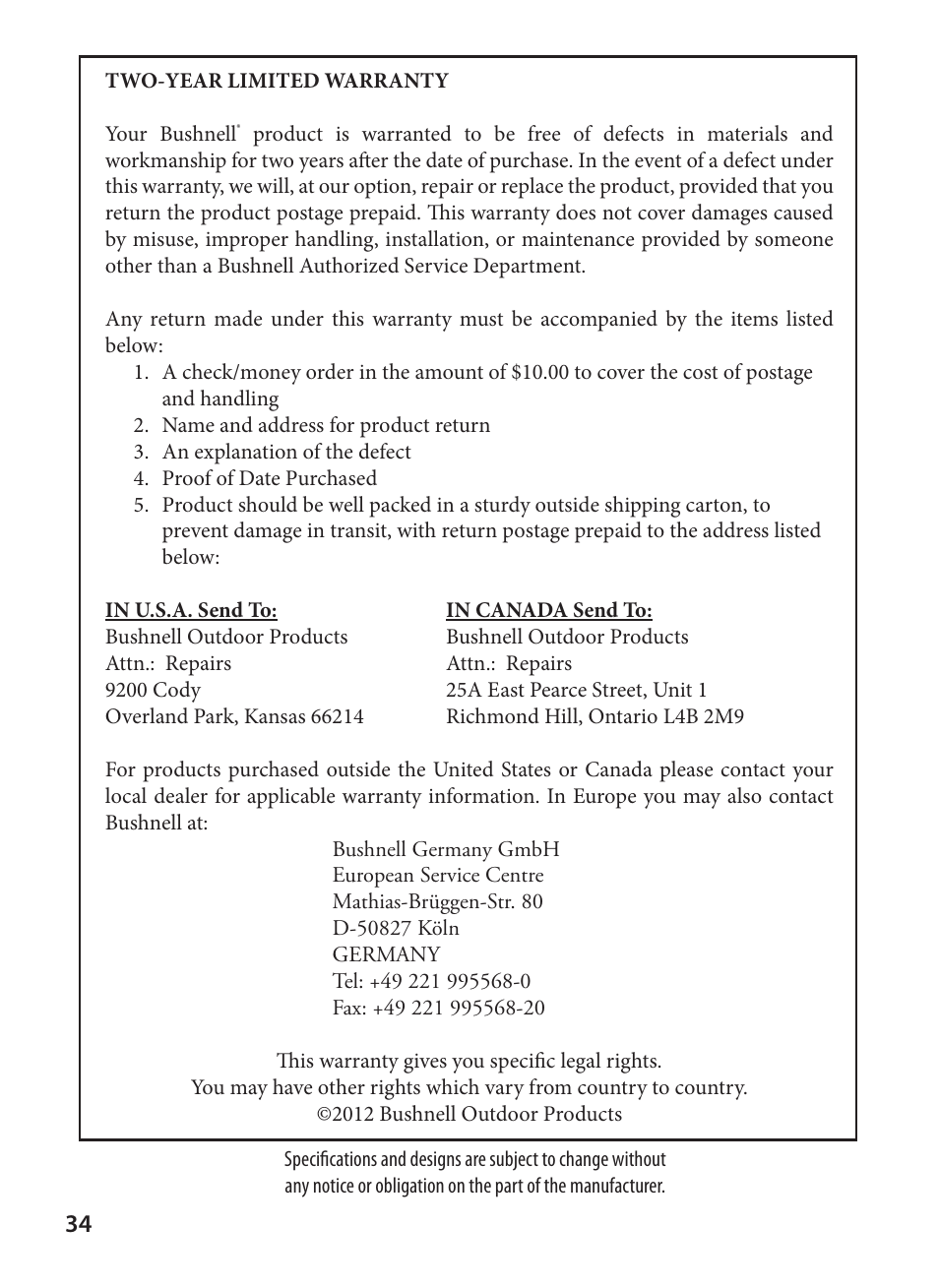 Bushnell TROPHY CAM 119425C2 User Manual | Page 34 / 36