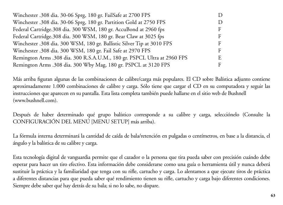 Bushnell Legend 204101 User Manual | Page 63 / 140